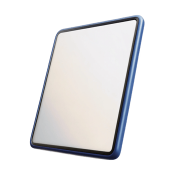 dramatic modern A tablet computer, showing a blank white screen original png