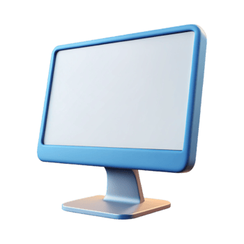 magnificent rustic A single computer monitor, widescreen, displaying a blank white screen detailed png