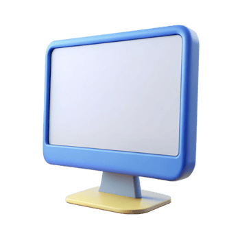 impressive rustic A single computer monitor, widescreen, displaying a blank white screen high quality png