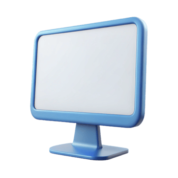 vibrant artistic A single computer monitor, widescreen, displaying a blank white screen exclusive png