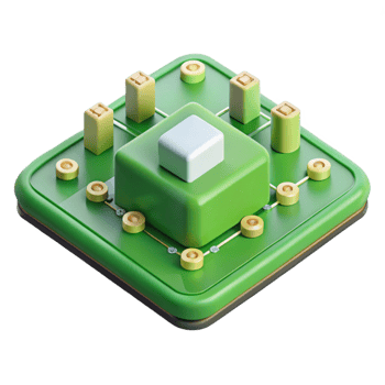 beautiful creative A circuit board, green with multiple components authentic png