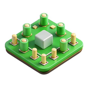 wonderful rustic A circuit board, green with multiple components high quality png