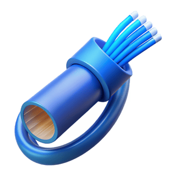 dramatic vintage A single fiber optic cable, glowing blue genuine png