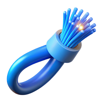 elegant contemporary A single fiber optic cable, glowing blue genuine png