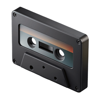 dramatic vintage A cassette tape, black and labeled premium png