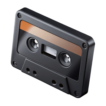 stunning creative A cassette tape, black and labeled premium png