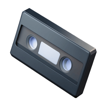 vibrant modern A VHS tape, black plastic casing premium png