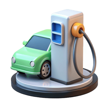vibrant vintage A electric car charging station, white and sleek 4K png