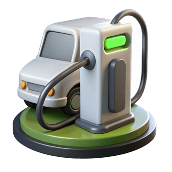beautiful rustic A electric car charging station, white and sleek 4K png