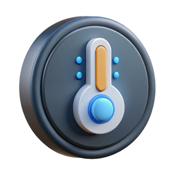 magnificent contemporary A smart thermostat, round and displaying temperature detailed png