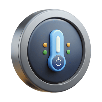 elegant rustic A smart thermostat, round and displaying temperature professional png