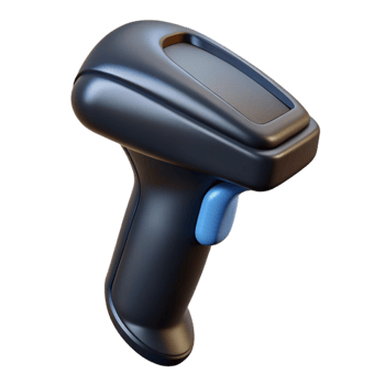 wonderful artistic A barcode scanner, handheld, black and ergonomic detailed png