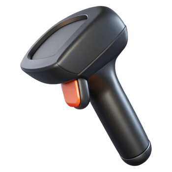 beautiful vintage A barcode scanner, handheld, black and ergonomic exclusive png