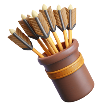 elegant modern A quiver full of arrows, fletched with eagle feathers premium png