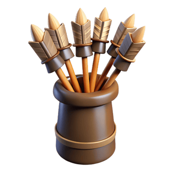 stunning modern A quiver full of arrows, fletched with eagle feathers 4K png