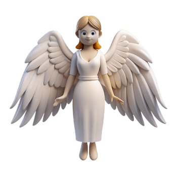 beautiful contemporary An angel, with large white feathered wings professional png