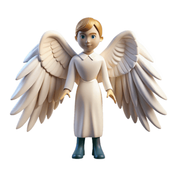 beautiful creative An angel, with large white feathered wings genuine png