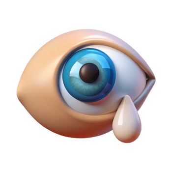 serene traditional A single, human eye, crying a single tear professional png
