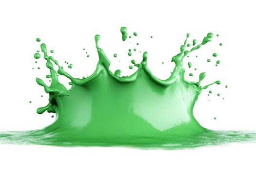 Green paint explosion, abstract design, glossy texture, creative splash, cut out transparent png