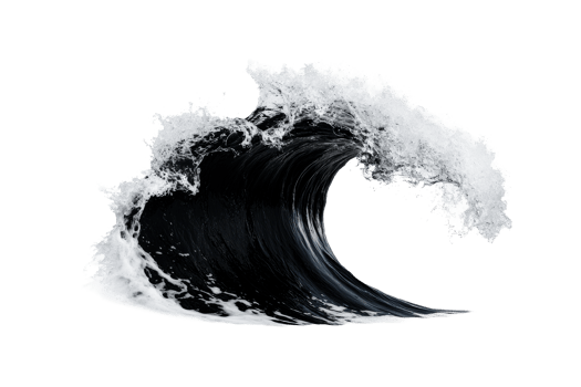Dark Ocean Wave with White Froth, cut out transparent png