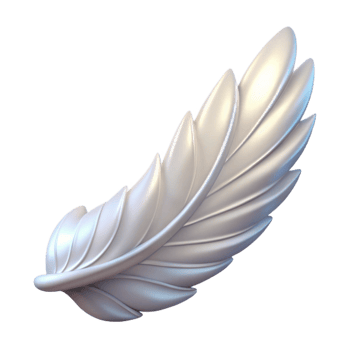 stunning contemporary A winged angel feather, pure white and luminous exclusive png