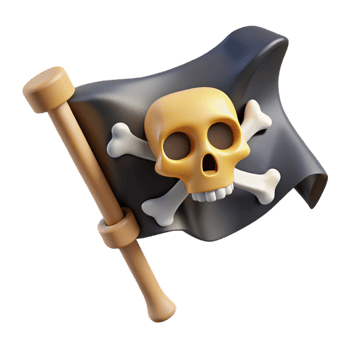 elegant modern A stylized skull and crossbones pirate flag, tattered and torn authentic png