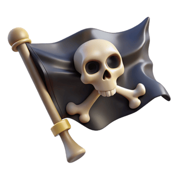 stunning traditional A stylized skull and crossbones pirate flag, tattered and torn professional png