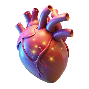 stunning minimalist A single, human heart, anatomical, glowing with magic original png