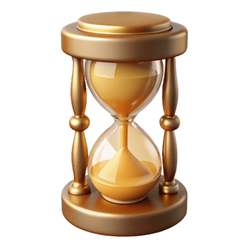 impressive abstract A detailed, antique hourglass, filled with golden sand 4K png