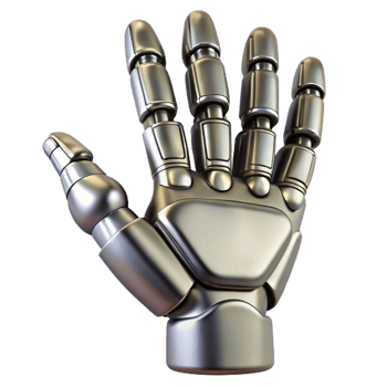 extraordinary traditional Robot hand, metallic, articulated fingers original png