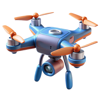stunning rustic Futuristic drone, multi-rotor design, camera attached high resolution png