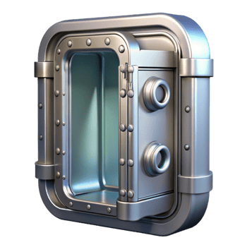 dramatic vintage Spaceship door, metallic, sliding mechanism high quality png