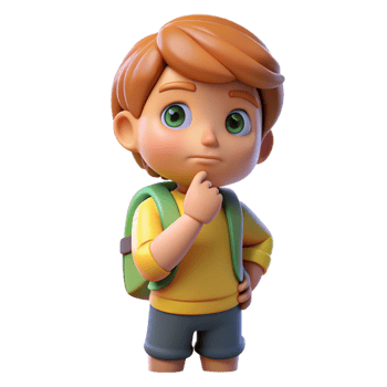 magnificent artistic Thoughtful child with backpack detailed png