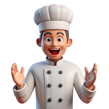 impressive contemporary Excited chef in white uniform 4K png