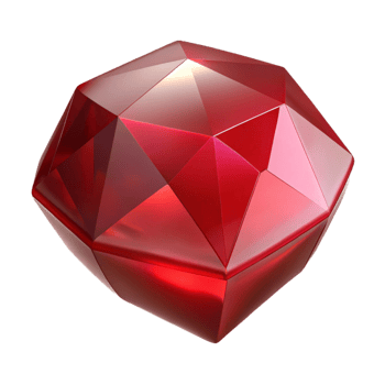 vibrant traditional A single, polished gemstone, ruby red, original png