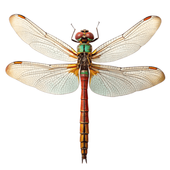 Detailed Dragonfly with Transparent Wings on Transparent Background png