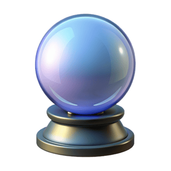 stunning creative A single, stylized crystal ball on a stand, authentic png