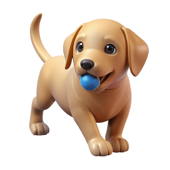 serene vintage A playful Labrador Retriever puppy, retrieving a ball premium png