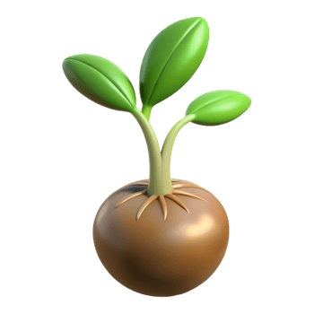 magnificent modern Single sprouting seed with roots and leaves exclusive png
