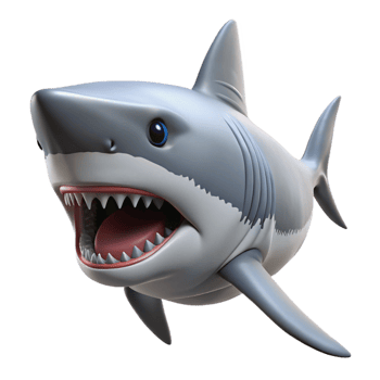 vibrant classic A great white shark, jaws open authentic png
