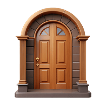 dramatic modern Front door, wood panel, classic design, professional png