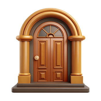 impressive contemporary Front door, wood panel, classic design, authentic png