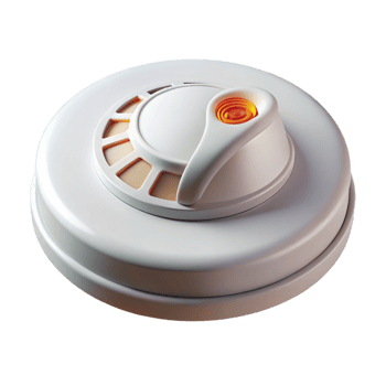 impressive creative Smoke detector, white disc, fire safety, premium png