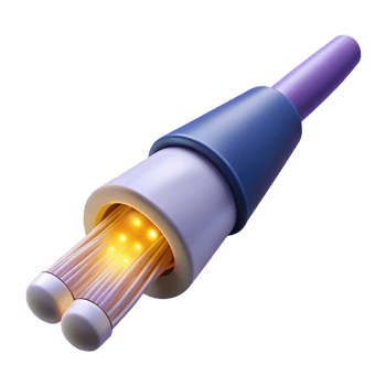 beautiful modern Fiber optic cable emitting light detailed png