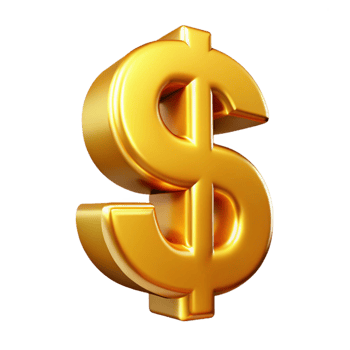 beautiful vintage A dollar sign, made of gold, high resolution png