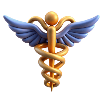 dramatic minimalist A caduceus symbol, medical emblem, high resolution png