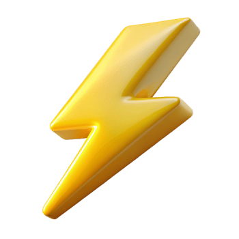 vibrant contemporary A lightning bolt, jagged and bright, premium png