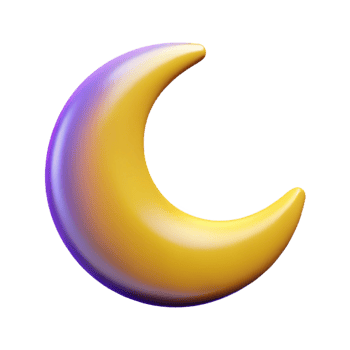 vibrant contemporary A crescent moon, stylized icon, detailed png