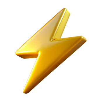 vibrant classic A lightning bolt, jagged and bright, detailed png