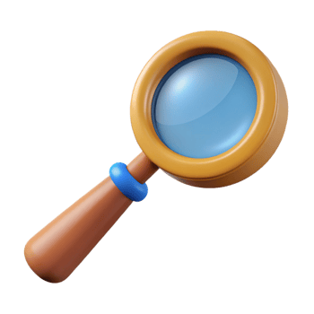 vibrant modern A magnifying glass with a wooden handle premium png